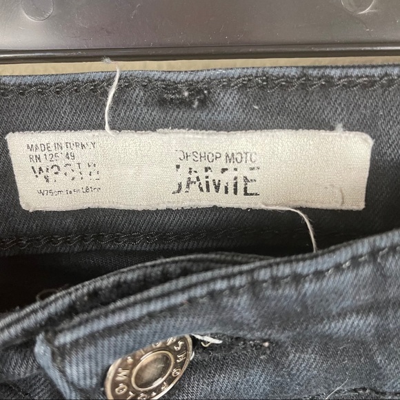 TOPSHOP Moto Jamie High Rise Black Jeans 30 x 32 - Picture 3 of 6